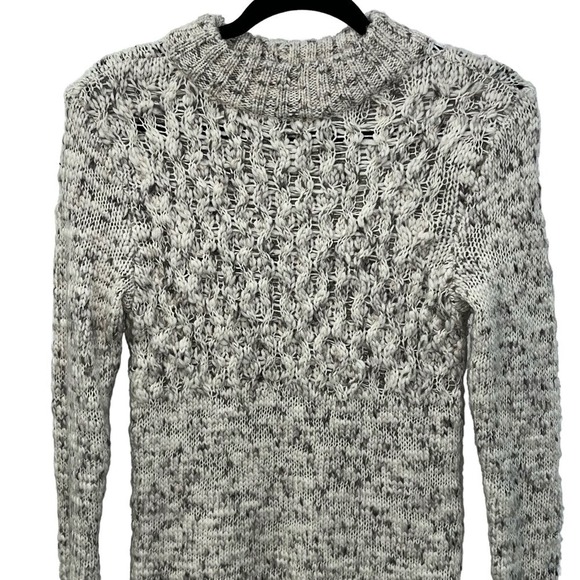 American Eagle Outfitters Mock Neck Wool Blend Cream Grey Sweater Dress | Small - Picture 2 of 7